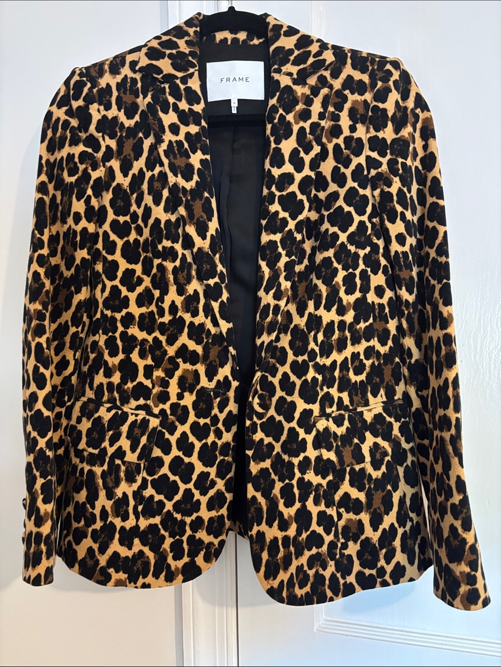 Frame Cotton Velvet Leopard Print Blazer - Picture 3 of 6
